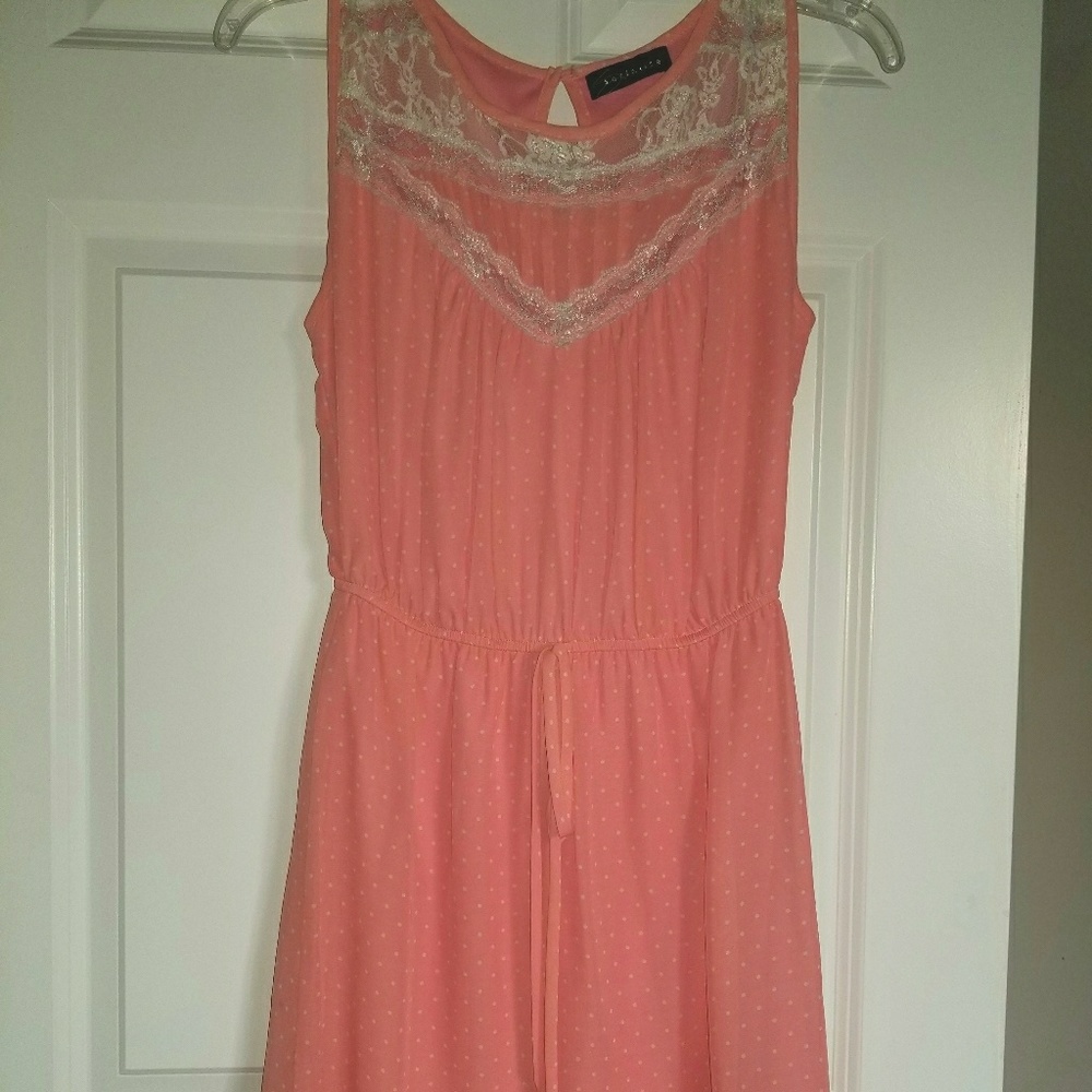 Socialite coral pink sleeveless dress with lace