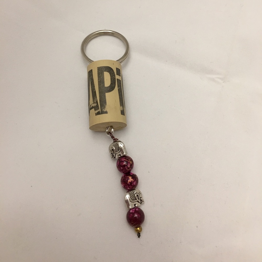 Handmade Wine Cork Keychain.