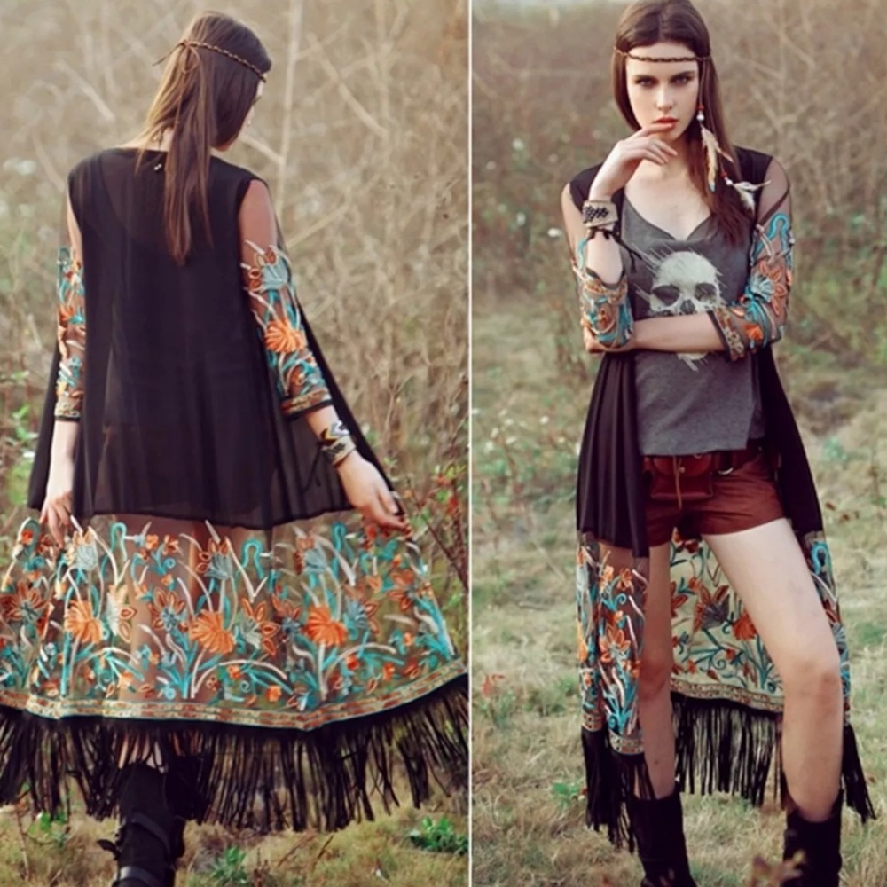 FARRAH embroidered long cardigan - Picture 2 of 7