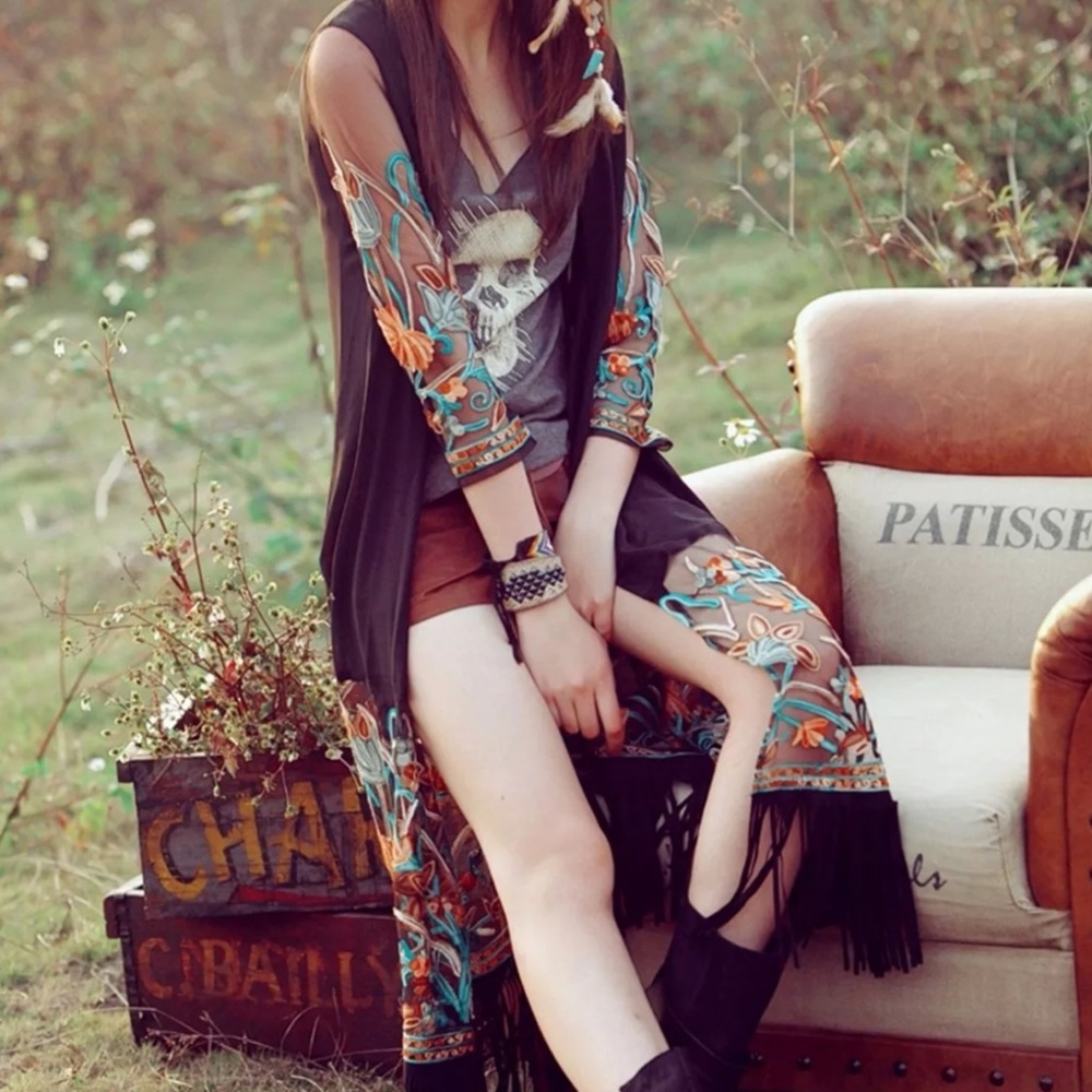 FARRAH embroidered long cardigan - Picture 3 of 7