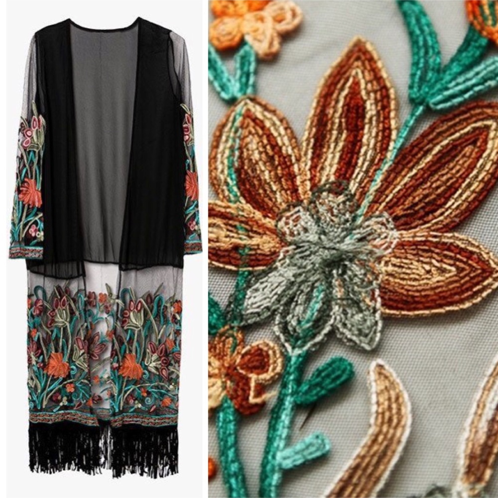 FARRAH embroidered long cardigan - Picture 6 of 7