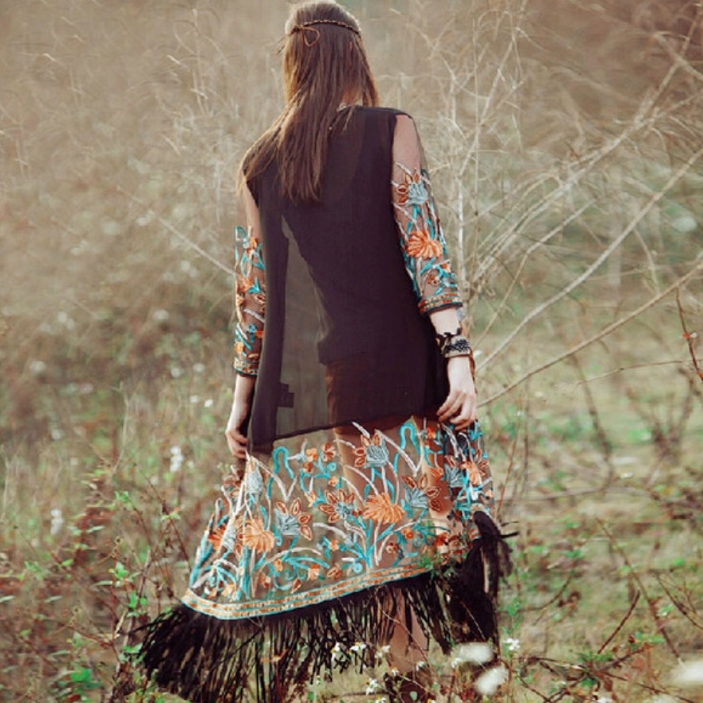 FARRAH embroidered long cardigan - Picture 5 of 7