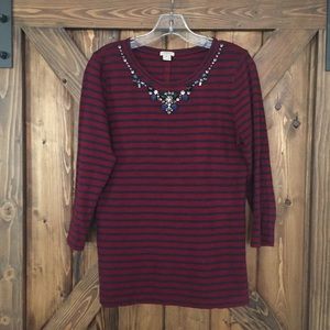 J Crew Jeweled necklace Tee