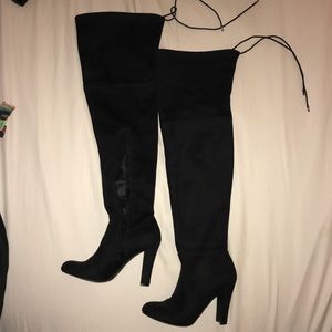 6.5 Black Suede Thigh High Boots