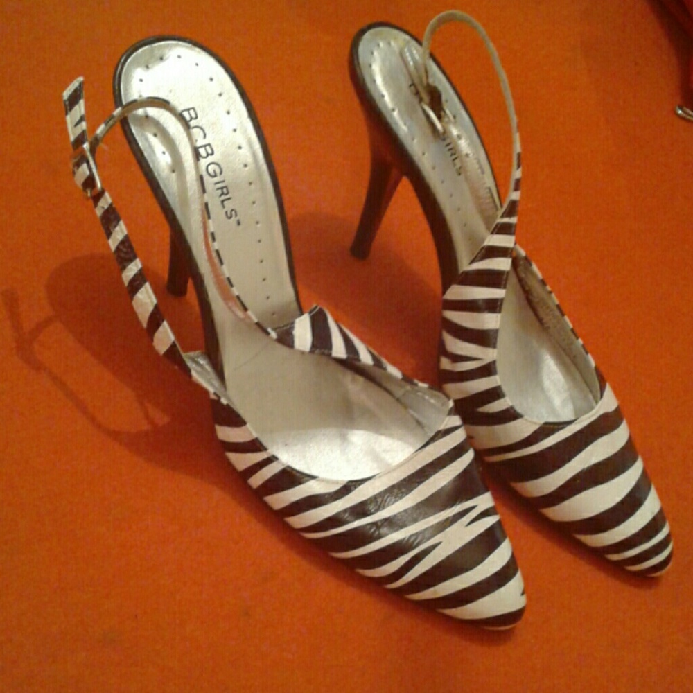 bcbgirls zebra print heels