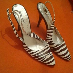 bcbgirls zebra print heels