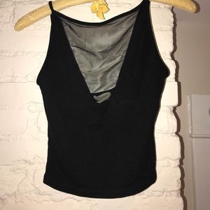 Urban Outfitters Black Deep Neck Mesh Crop Top