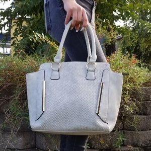 Grey Handbag with Gold accent