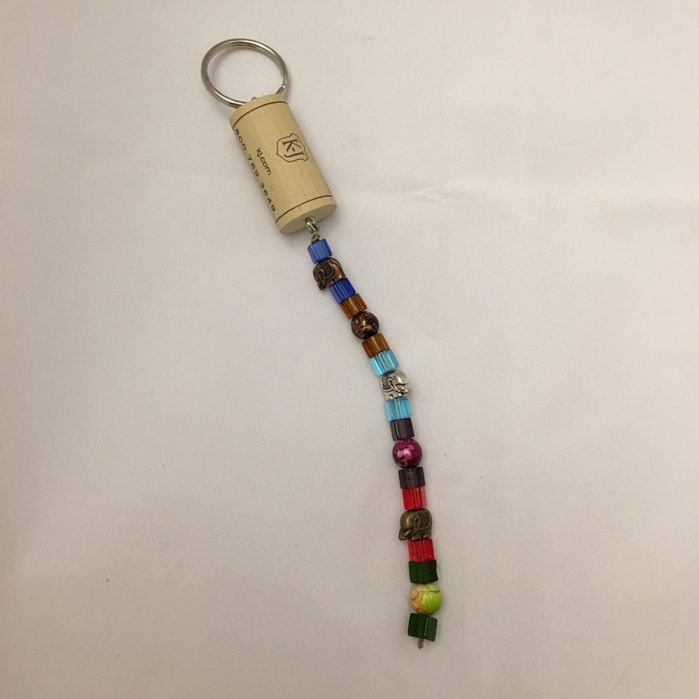 Handmade Wine Cork Keychain.