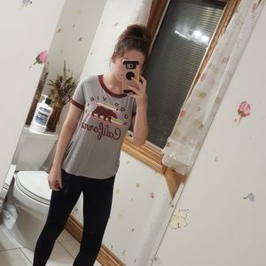 Grey and burgundy top