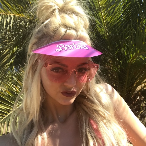 Barbie pink clear sunglasses vintage 80’s costume dollbaby rave festival club - Picture 2 of 4