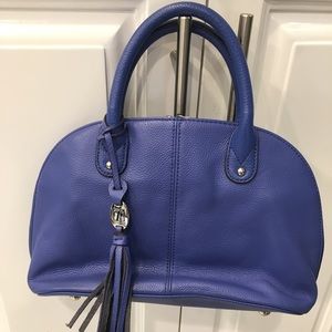 Purple leather handbag