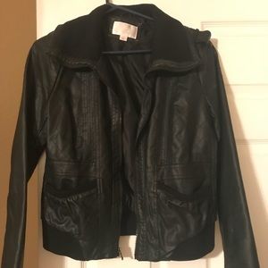 black leather jacket