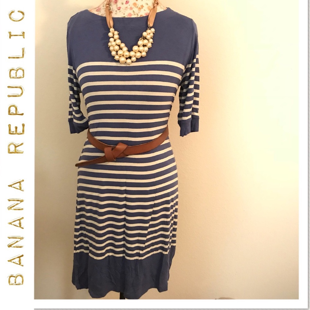 Banana Republic periwinkle and cream stripe dress