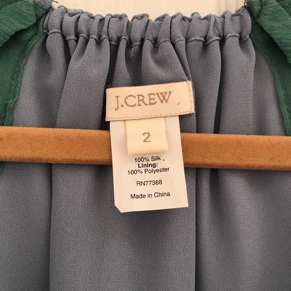 J. Crew Silk Blue Green Two-Tone Dress - Picture 3 of 7