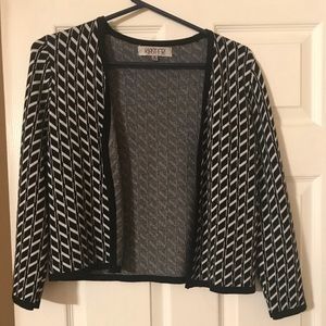 black and white cropped cardigan