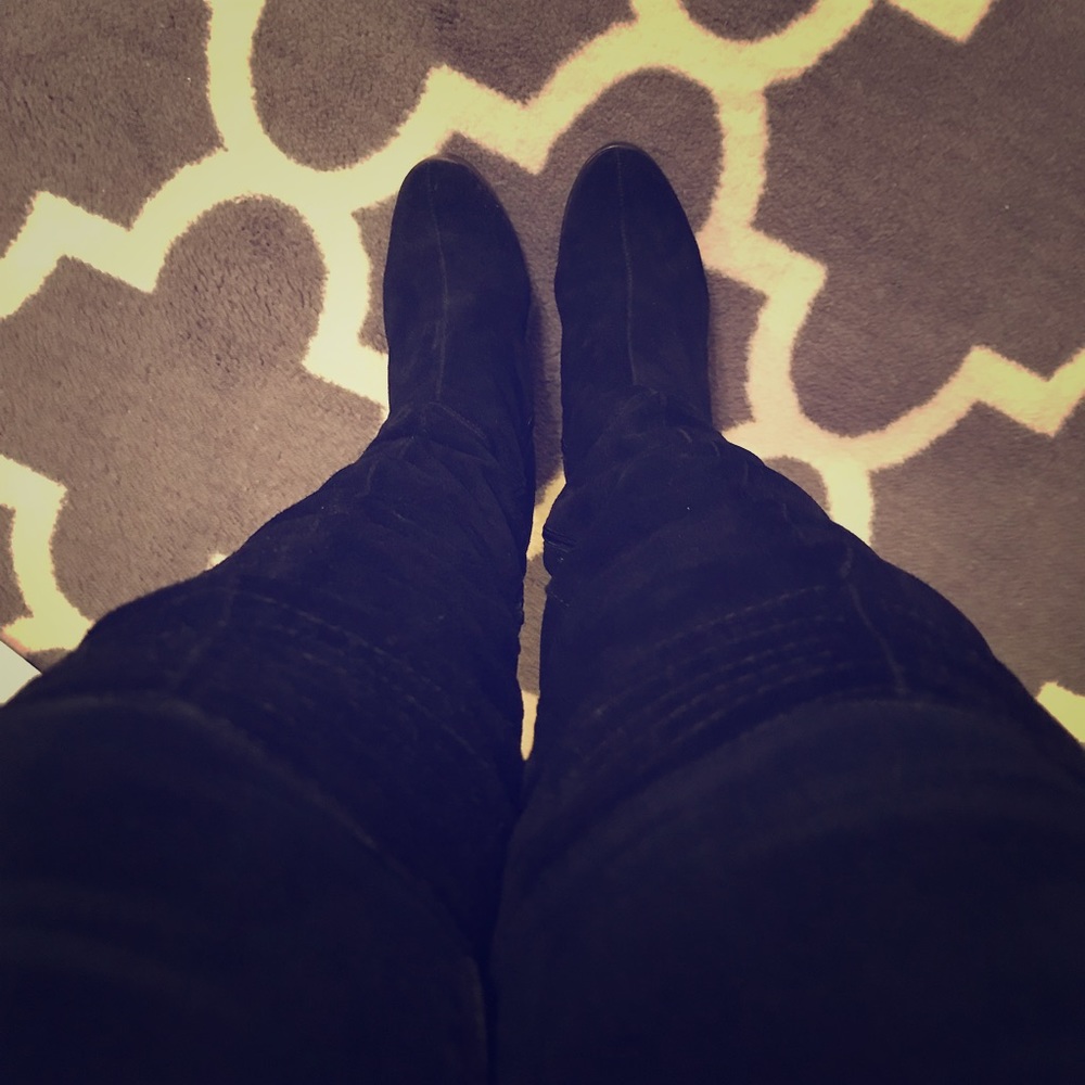 Over the knee suede boots