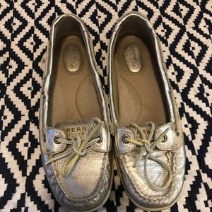 Gold Leather Sperry Boat Shoes