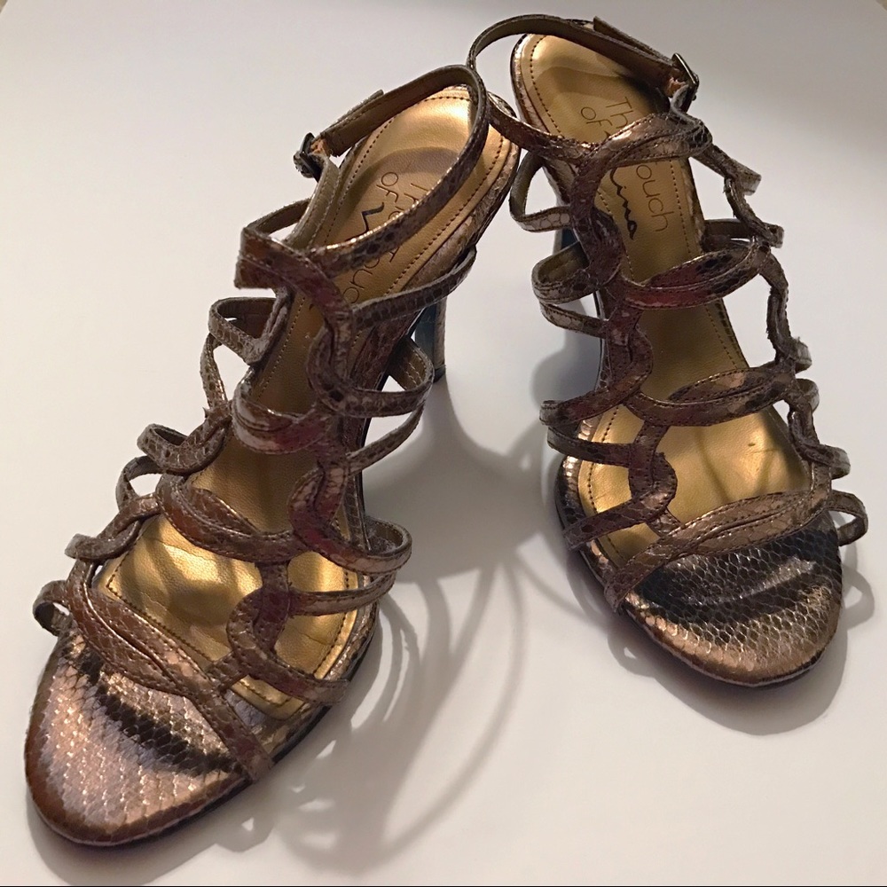 Touch of Nina Gold Caged Heels