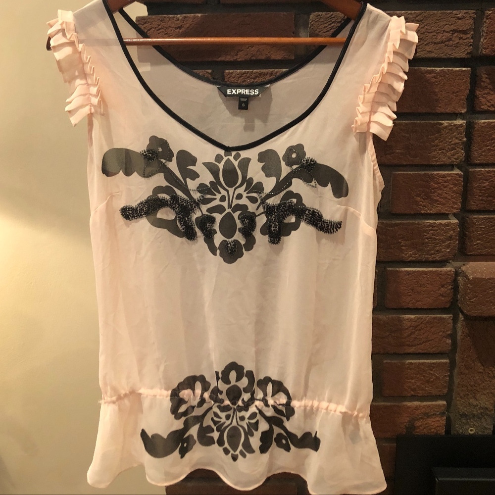 Sheer pink/tan woman small shirt