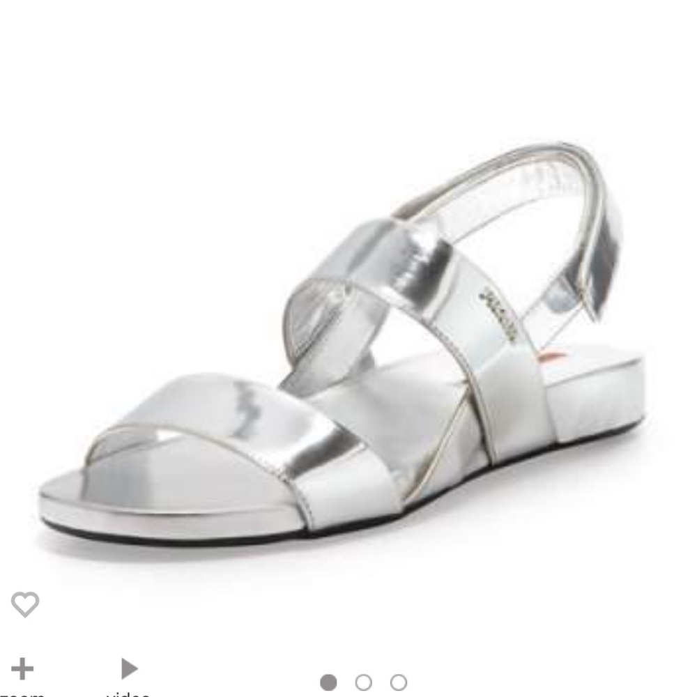 Prada metallic Leather double strap sandals
