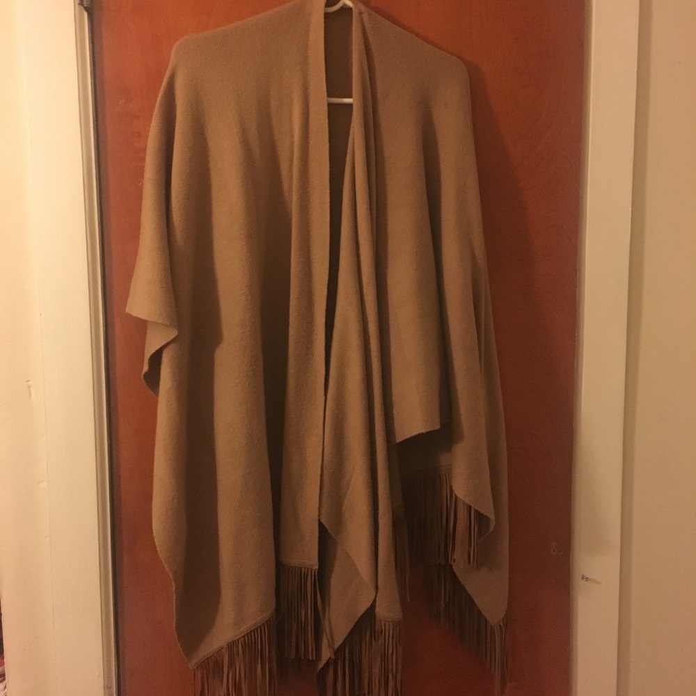 Suede fringe poncho