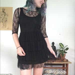 Black Lace Dress w/ Keyhole Back