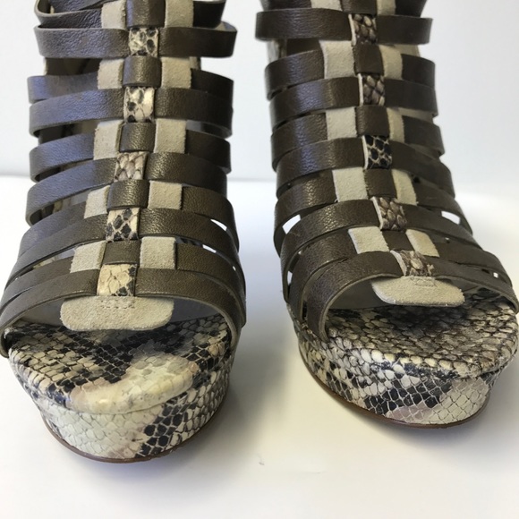 7 for All Man Kind Snakeskin Print Strappy Heels - Picture 3 of 8