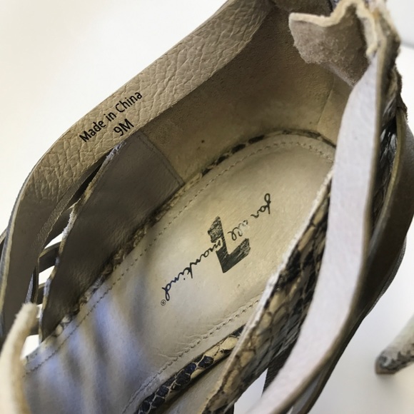 7 for All Man Kind Snakeskin Print Strappy Heels - Picture 5 of 8