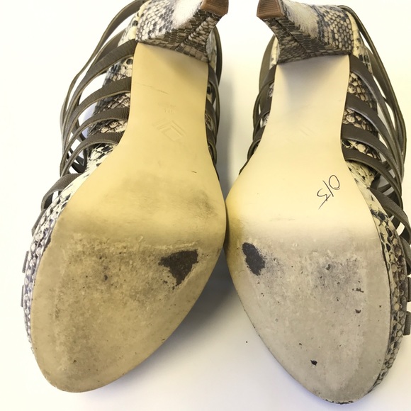 7 for All Man Kind Snakeskin Print Strappy Heels - Picture 6 of 8
