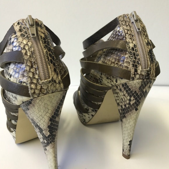 7 for All Man Kind Snakeskin Print Strappy Heels - Picture 7 of 8