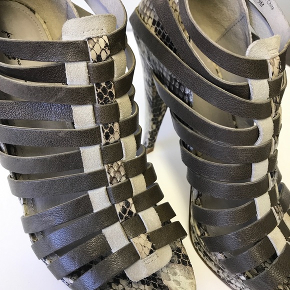 7 for All Man Kind Snakeskin Print Strappy Heels - Picture 8 of 8