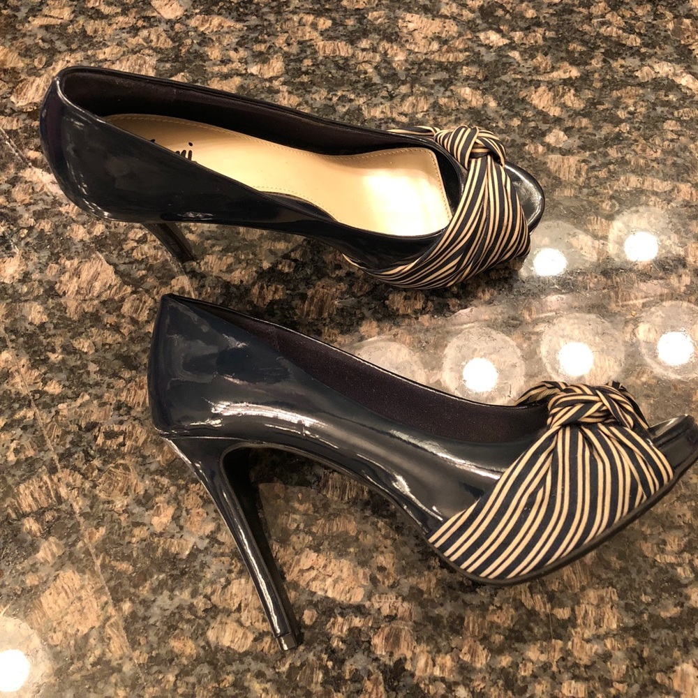 Navy blue peep toe heels