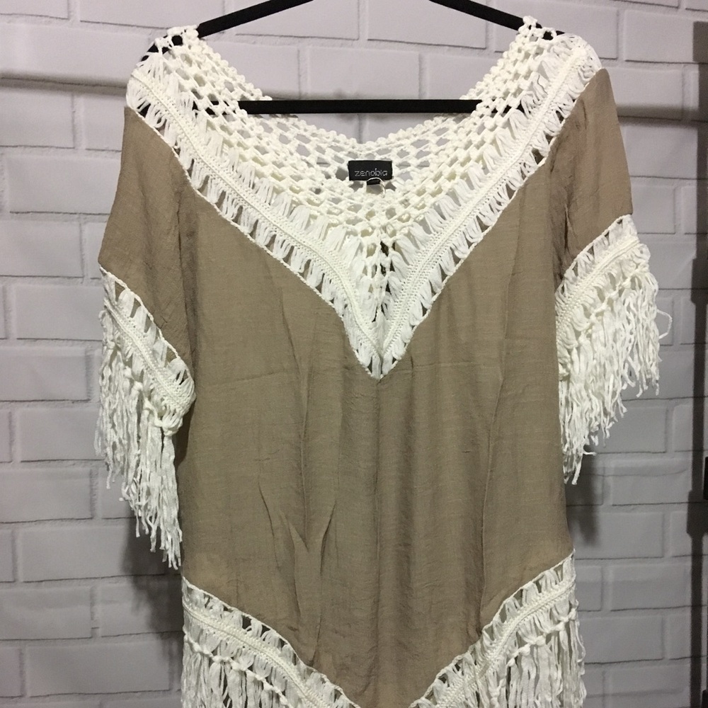 Plus size short sleeve crochet  top - Picture 3 of 4