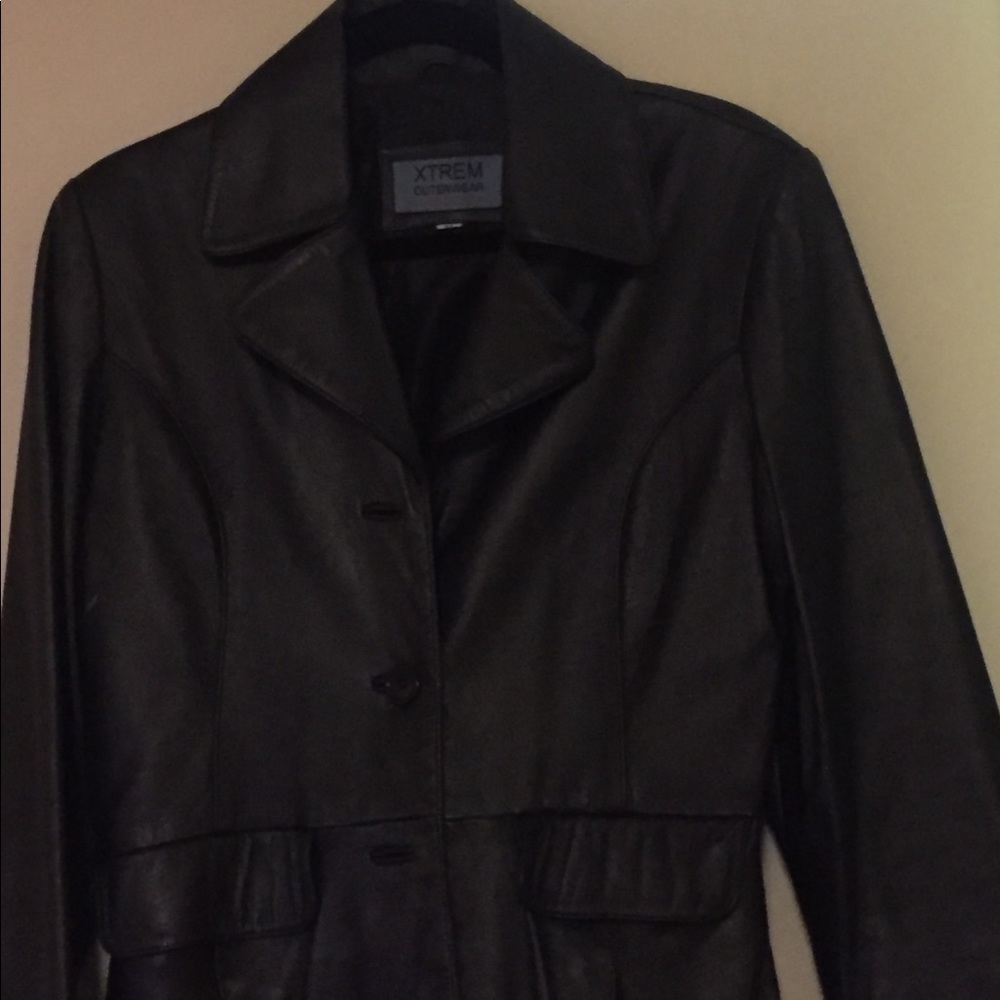 Black leather jacket gently warn