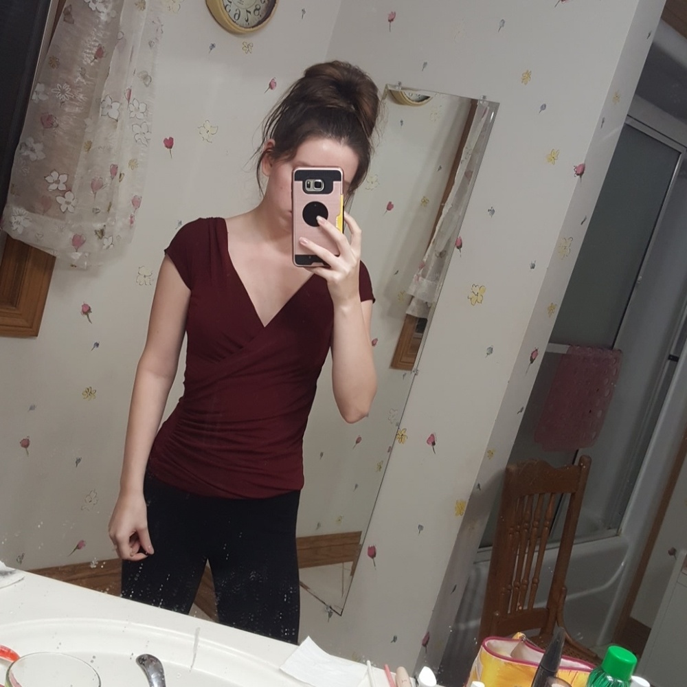 Maroon wrap shirt