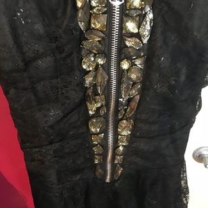 Black Bebe dress /gems/lace