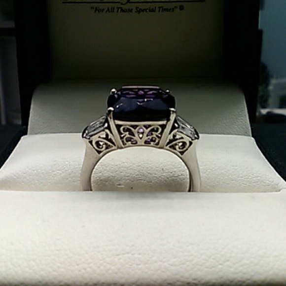estate 925 Jewelry - 5.75cts Genuine Amethyst Platinum / 925