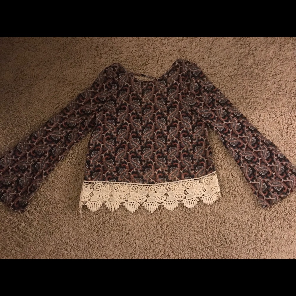 Beautiful paisley top with crochet bottom!