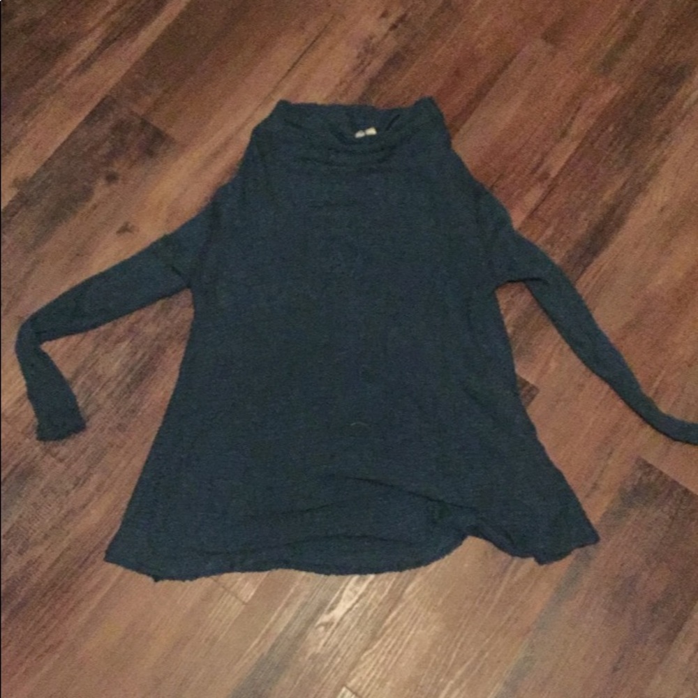Free People teal slit back sweater (S)