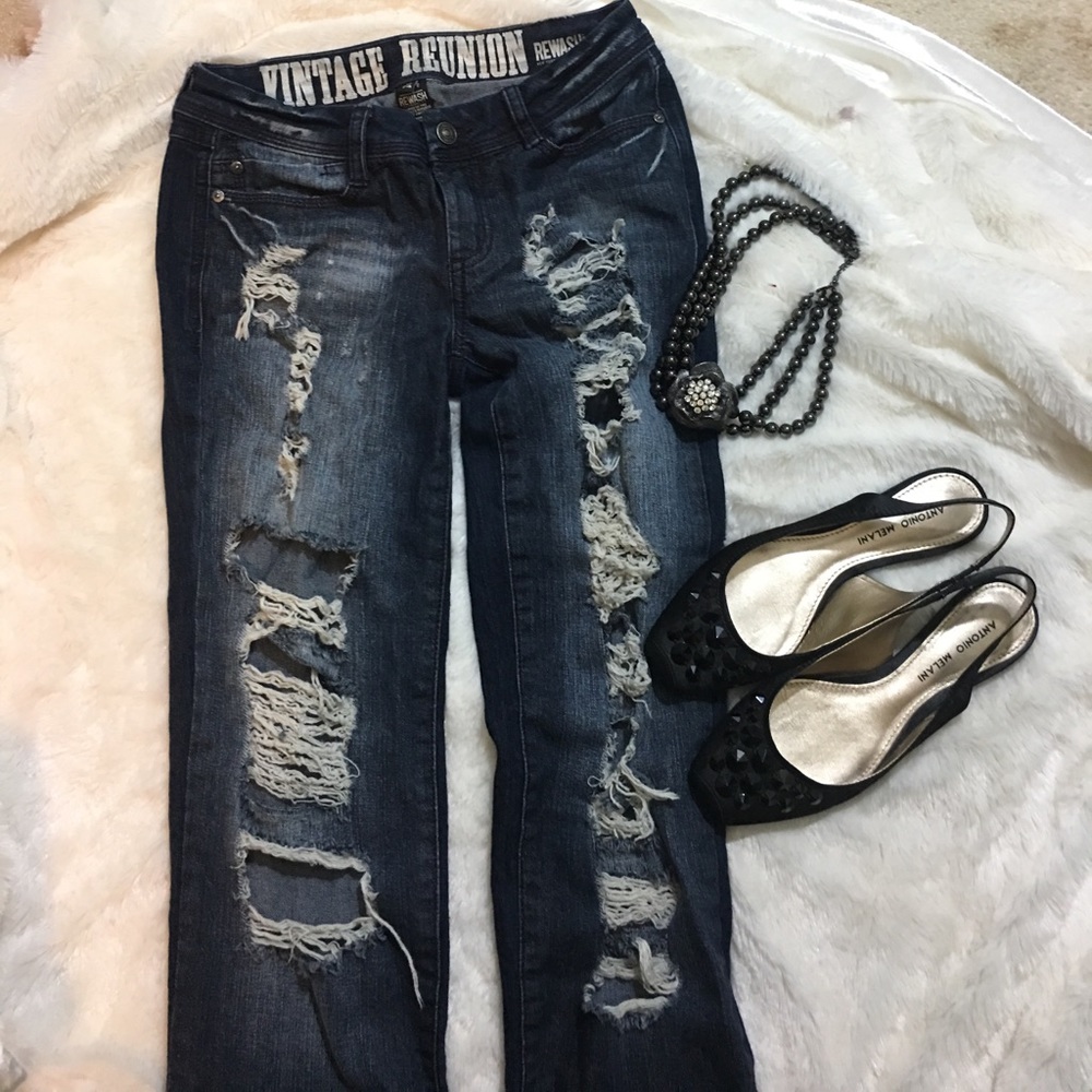 Vintage Reunion Trashed Jeans 3/4