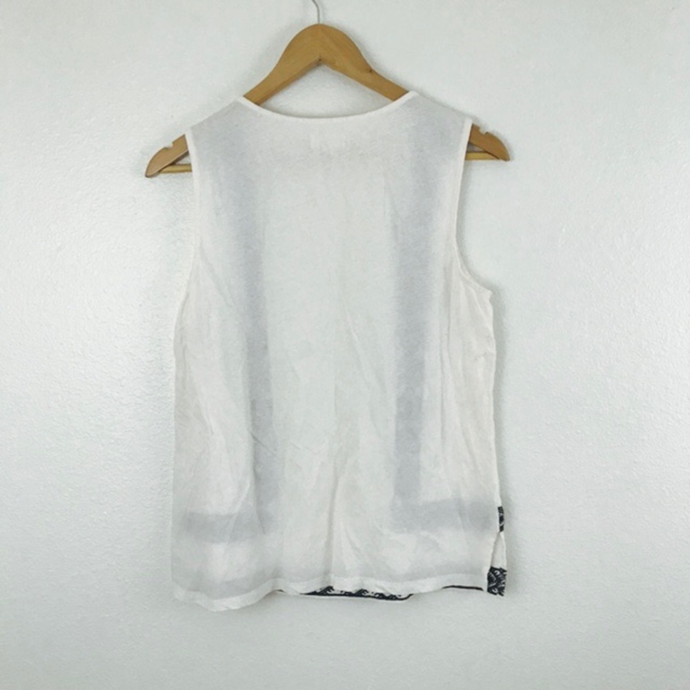 Madewell Tank Top White Linen Black Embroidery - Picture 3 of 5