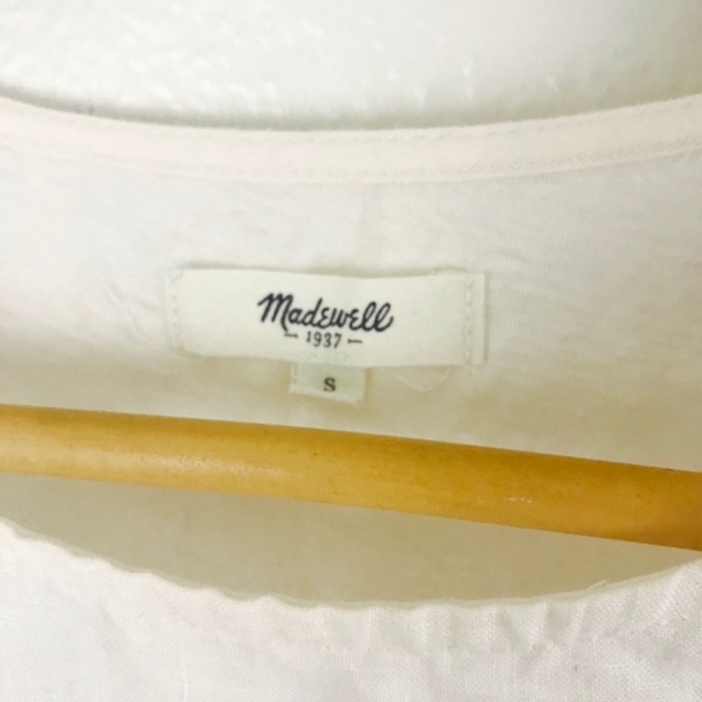 Madewell Tank Top White Linen Black Embroidery - Picture 5 of 5