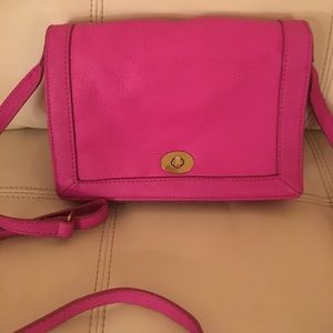 J Crew hot pink leather crossbody
