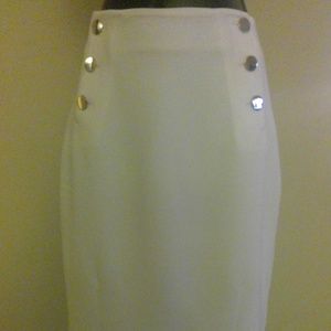 White Skirt with Gold Buttons