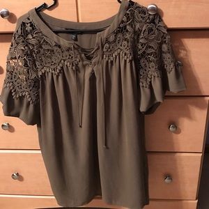 Olive short sleeve blouse