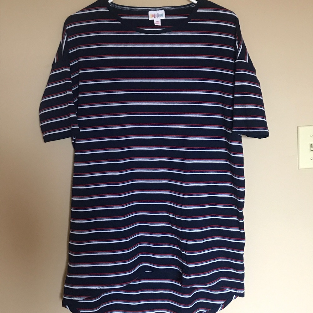 LuLaRoe XXS Irma red, white, and blue stripes