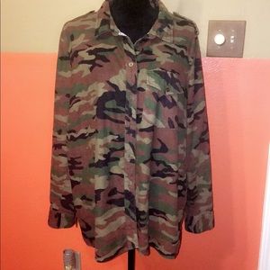 Long Sleeve Army Print Shirt