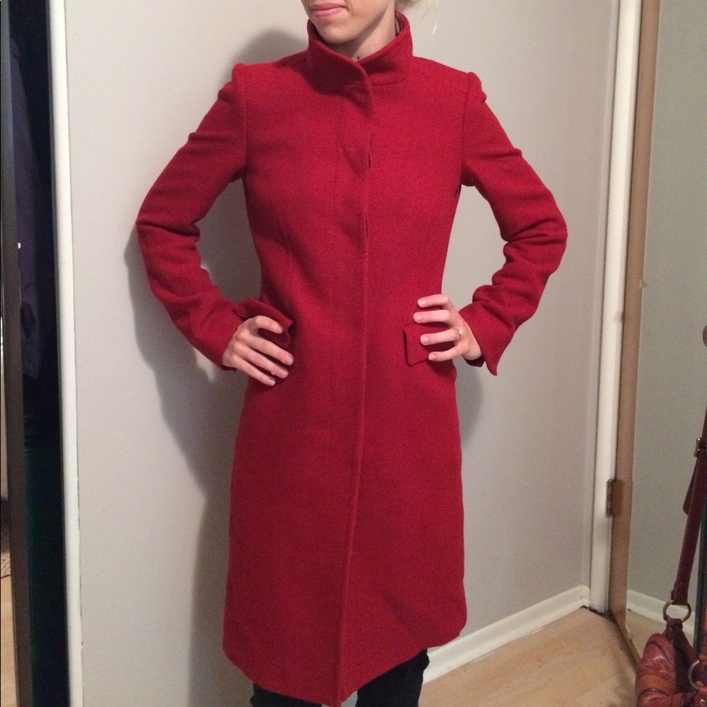 Zara woman size small red wool peacoat