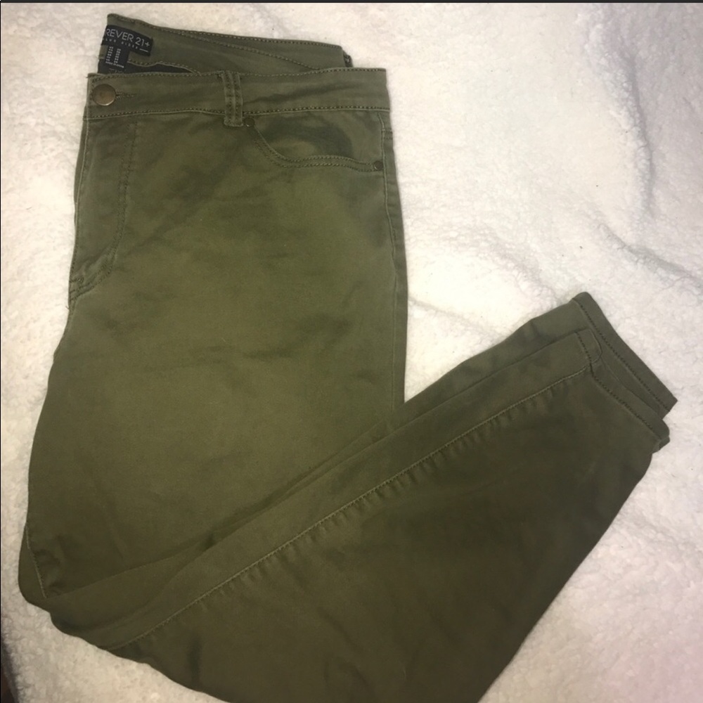 Forever 21+ Green Skinny Jeans